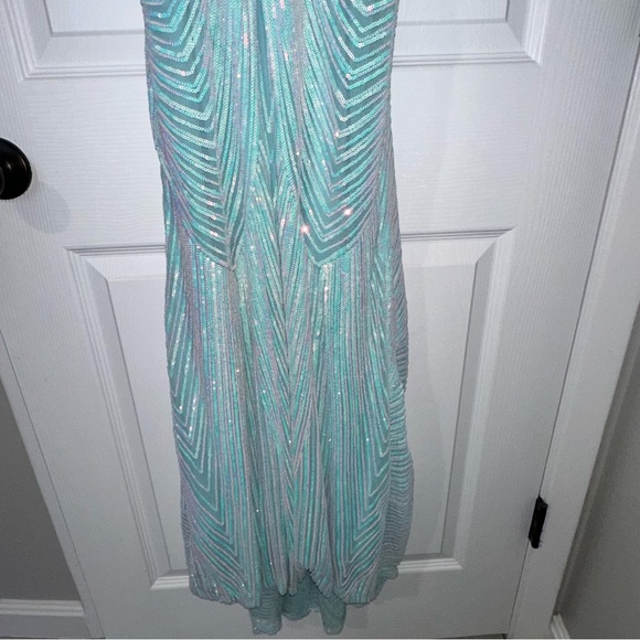 Windsor turquoise mermaid sequin prom dress - Picture 6 of 10